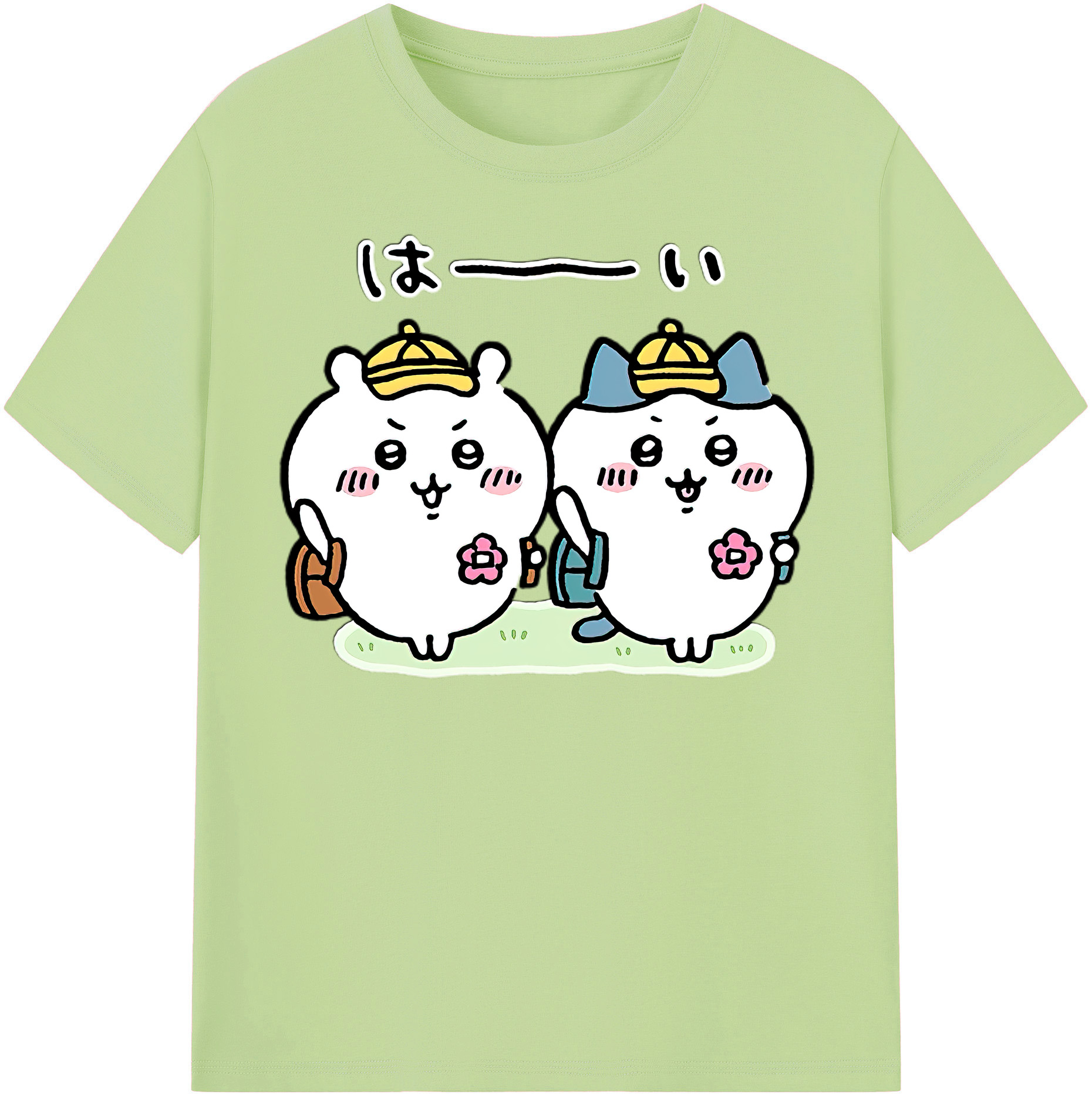 （画像用） ちいかわ ハチワレ Chii-kawa hachiware 綿100％半袖Tシャツ（フロントプリント）